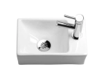 Lave-mains pour toilettes, suspendu et compacte, en céramique blanche, Largeur 30 cm, Profondeur 18 cm, Hauteur 11 cm, Livraison 5-7 jours OFFERTE.
